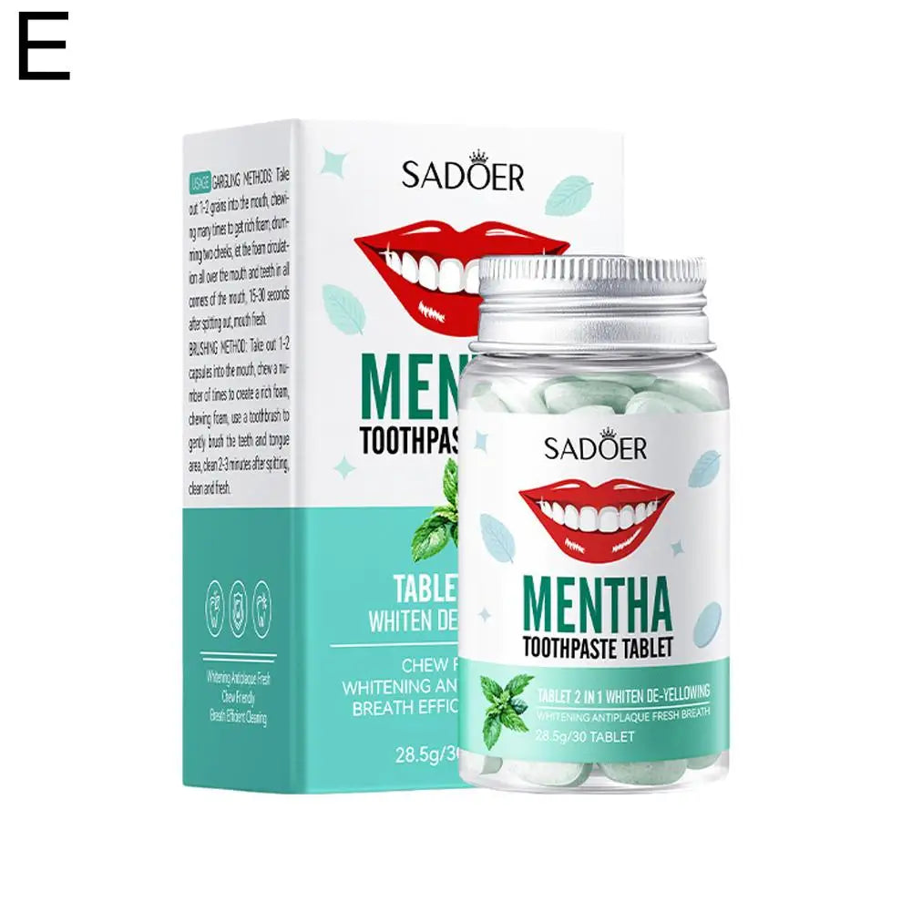 Oral Care 62 Counts Chewable Toothpaste Tablets Mint Flavor Dental Tabs for Brushing for Teeth Gums Fresh Breath Travel Friendly