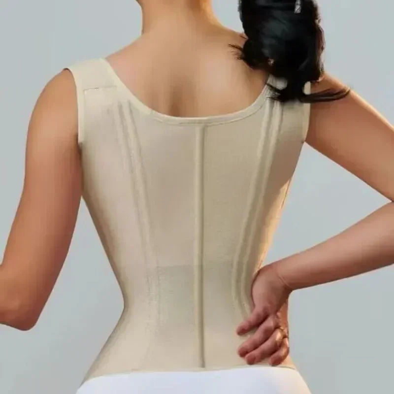 Fajas Colombianas Shapewear Women Body Shaper Vest Tops Double Compression Waist Trainer Corset Adjustable Zipper and Hook-Eyes