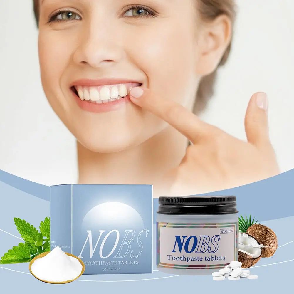 Oral Care 62 Counts Chewable Toothpaste Tablets Mint Flavor Dental Tabs for Brushing for Teeth Gums Fresh Breath Travel Friendly