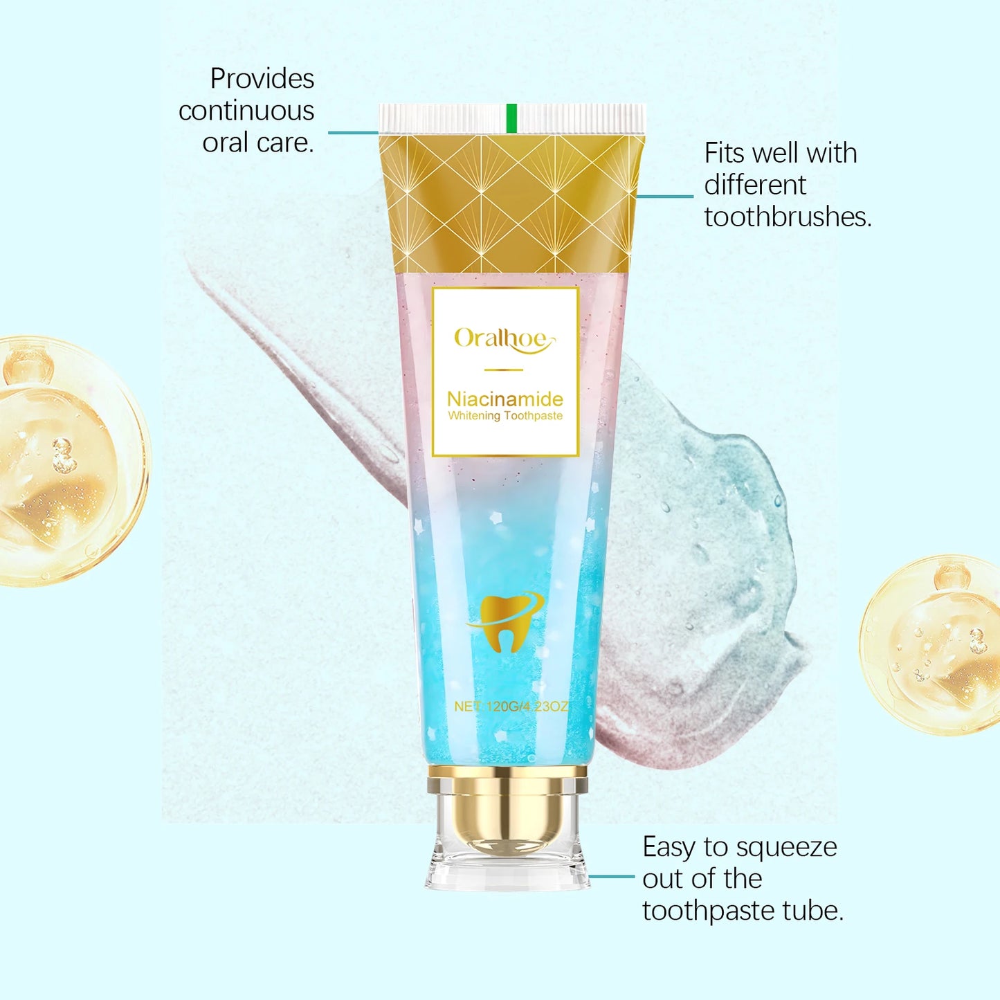 Niacinamide Whitening Toothpaste Dental Stains Removing Prevent Bad Breath Oral Cleaning Refreshing Reduces Plaque Toothpaste