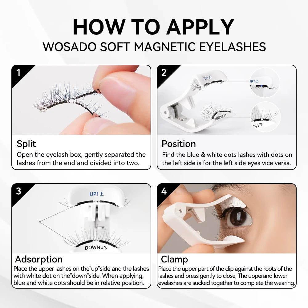 WOSADO Magnetic Lashes (New Package) No.14 FROST BLACK Professional Premium Reusable Magnetic False Eyelashes