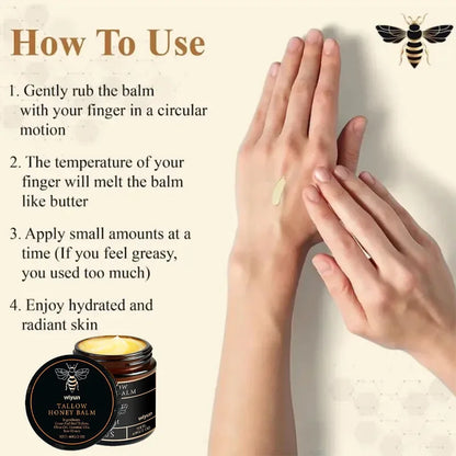 60G Beef Tallow Honey Moisturizing Cream Brand Gentle Hydrating Long-Lasting Non-Sticky Smooth Skin Cream Us Hot Sale Honey Balm