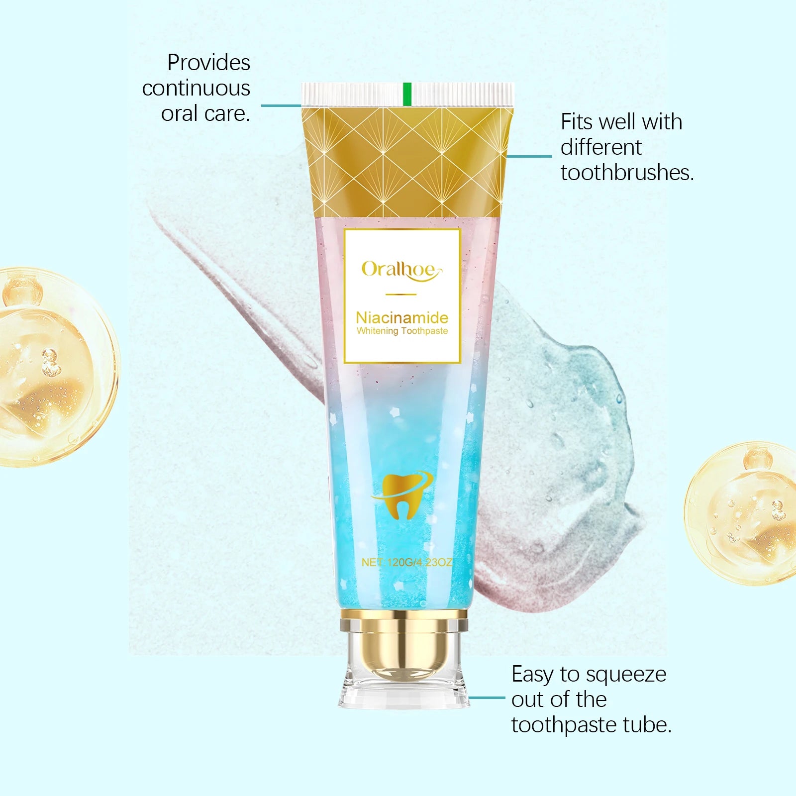 Niacinamide Whitening Toothpaste Dental Stains Removing Prevent Bad Breath Oral Cleaning Refreshing Reduces Plaque Toothpaste