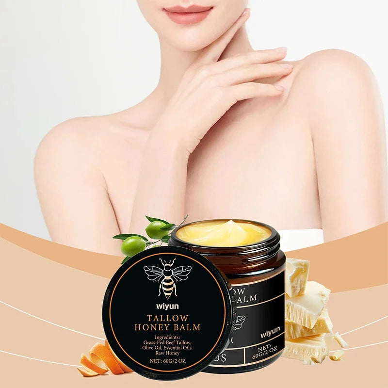 60G Beef Tallow Honey Moisturizing Cream Brand Gentle Hydrating Long-Lasting Non-Sticky Smooth Skin Cream Us Hot Sale Honey Balm