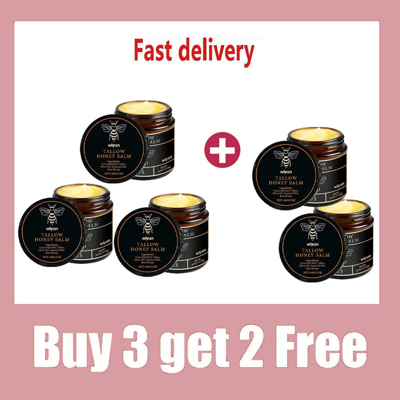 60G Beef Tallow Honey Moisturizing Cream Brand Gentle Hydrating Long-Lasting Non-Sticky Smooth Skin Cream Us Hot Sale Honey Balm