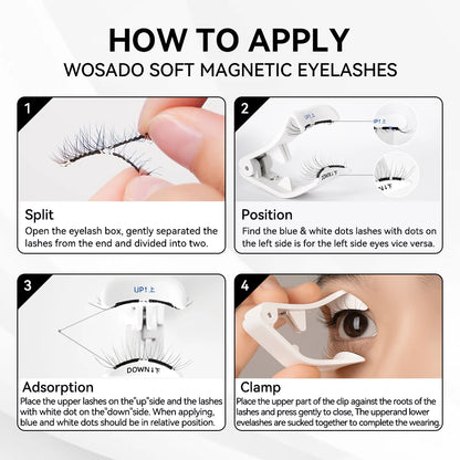 WOSADO Magnetic Lashes (New Package) No.14 FROST BLACK Professional Premium Reusable Magnetic False Eyelashes